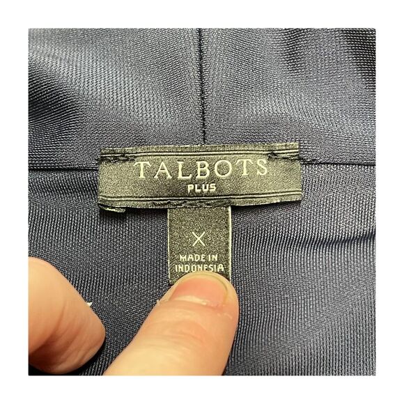 Talbots Cardigan Top Women's 1X Plus Navy Blue 3/4 Sleeve Open Front Classic - Picture 4 of 7